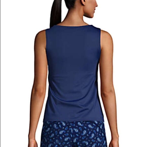 Land’s End high neck tankini with shelf soft cup foam bra navy blue Various - Picture 3 of 5